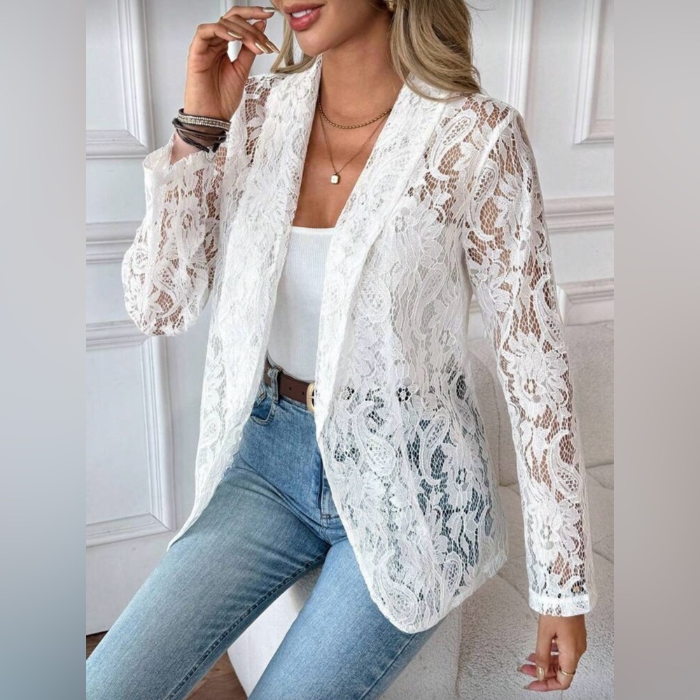 White Lace Blazer